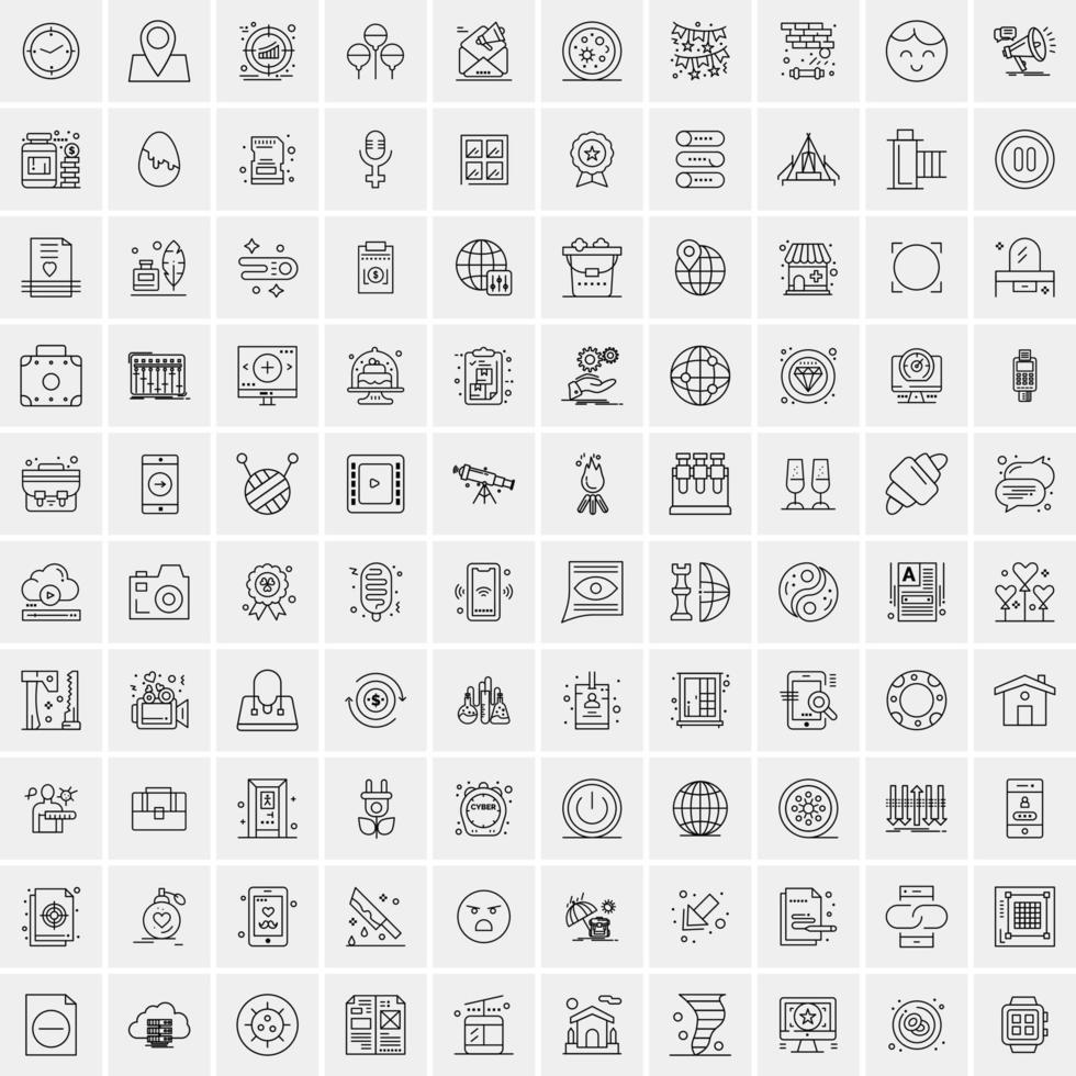 conjunto de 100 iconos de línea de negocios creativos vector