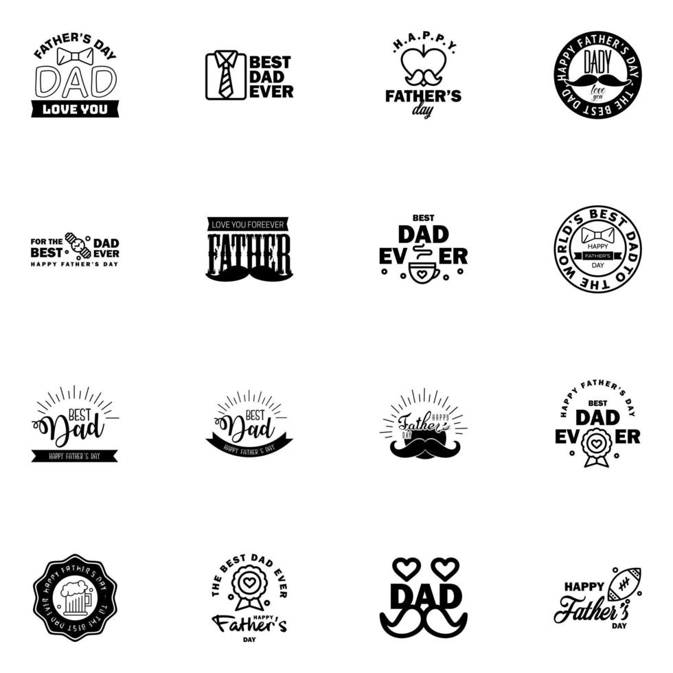 Happy fathers day 16 Black Lettering happy fathers day Editable Vector Design Elements