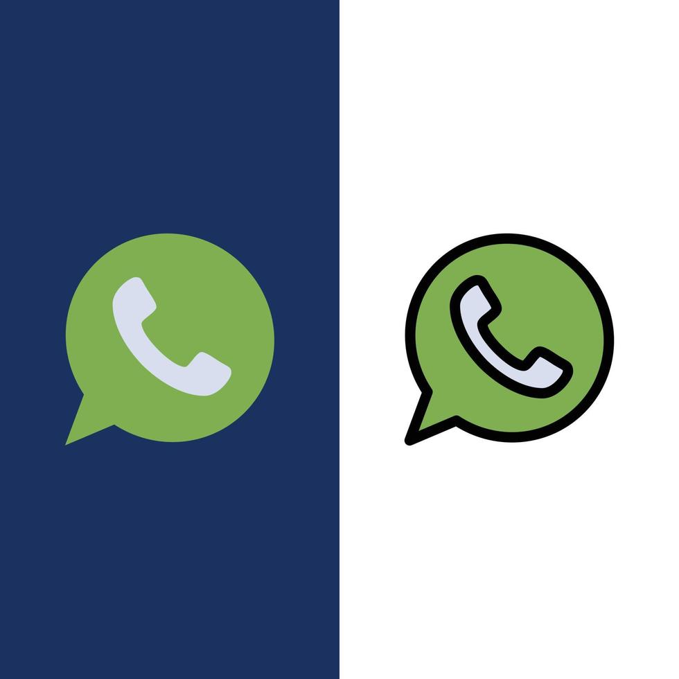 App Chat Telephone Watts App  Icons Flat and Line Filled Icon Set Vector Blue Background