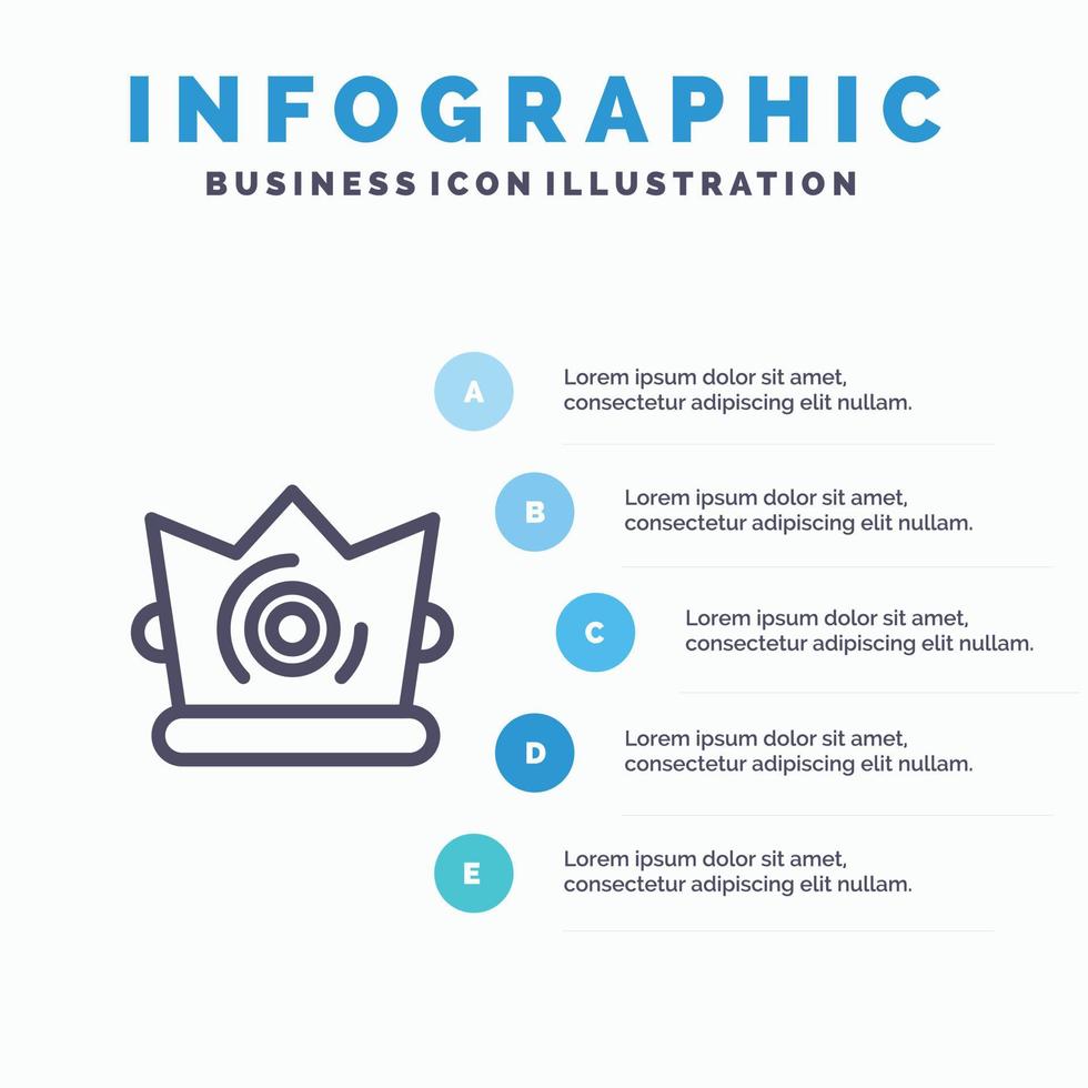 el mejor icono de la línea madrigal del rey de la corona con fondo de infografía de presentación de 5 pasos vector