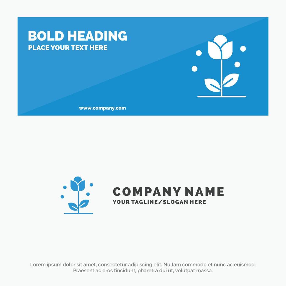 Flora Floral Flower Nature Spring SOlid Icon Website Banner and Business Logo Template vector