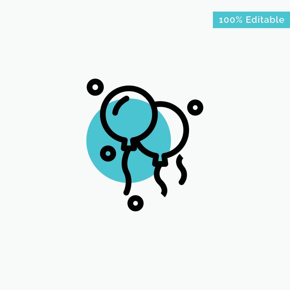 Balloons Decoration turquoise highlight circle point Vector icon