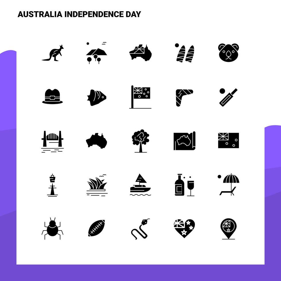 25 conjunto de iconos del día de la independencia de australia plantilla de ilustración de vector de icono de glifo sólido para ideas web y móviles para empresa comercial