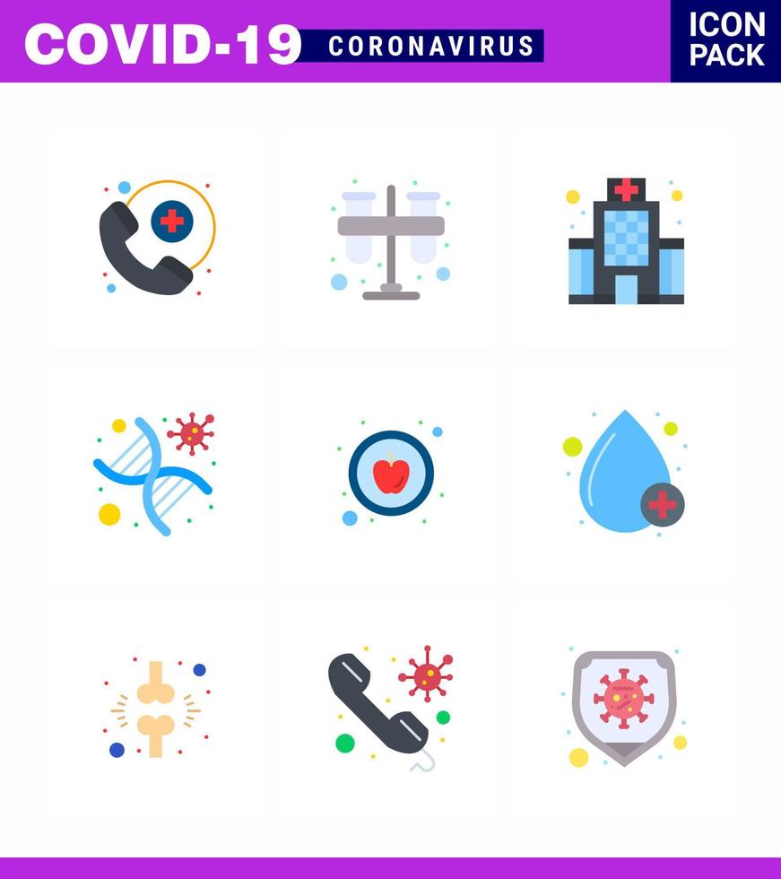 Coronavirus 2019nCoV Covid19 Prevention icon set apple strand building genomic dna viral coronavirus 2019nov disease Vector Design Elements