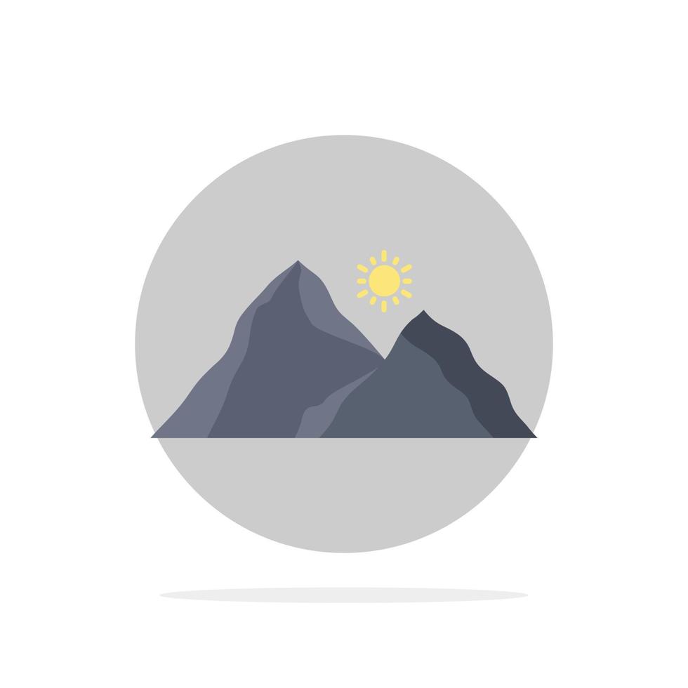 hill landscape nature mountain scene Flat Color Icon Vector