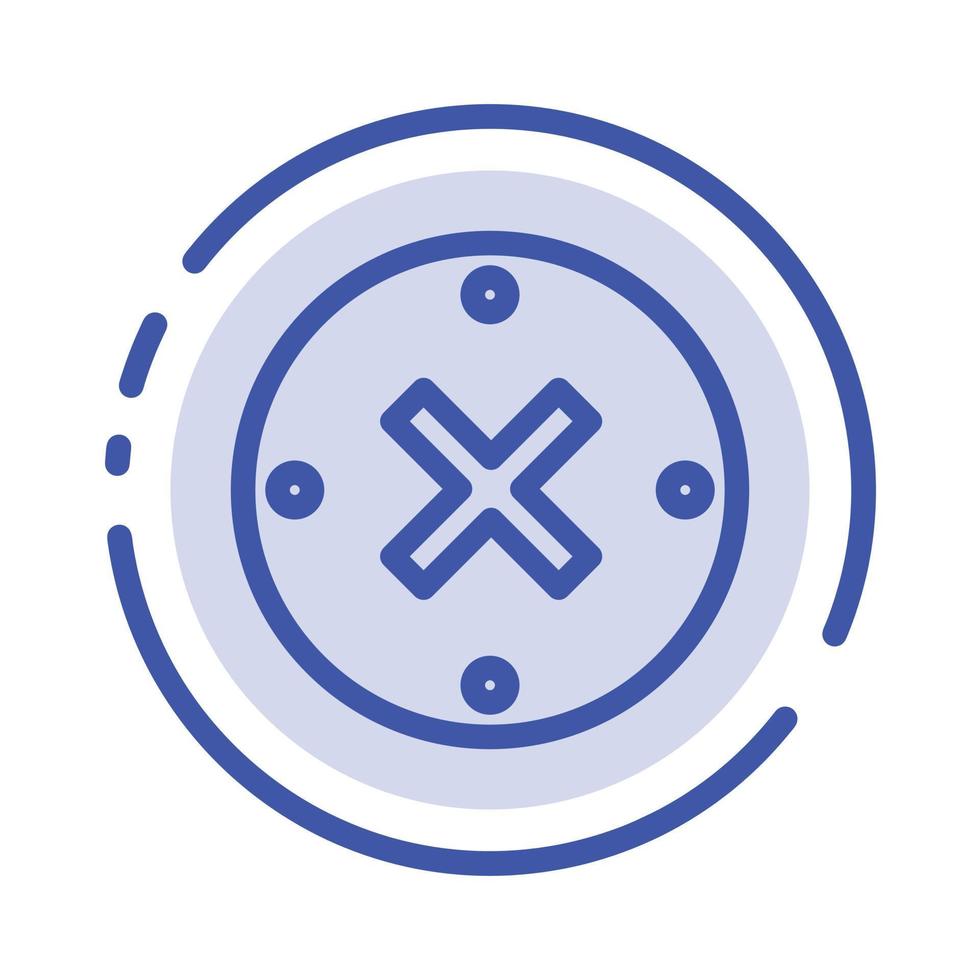 Close Cross Delete Cancel Blue Dotted Line Line Icon vector