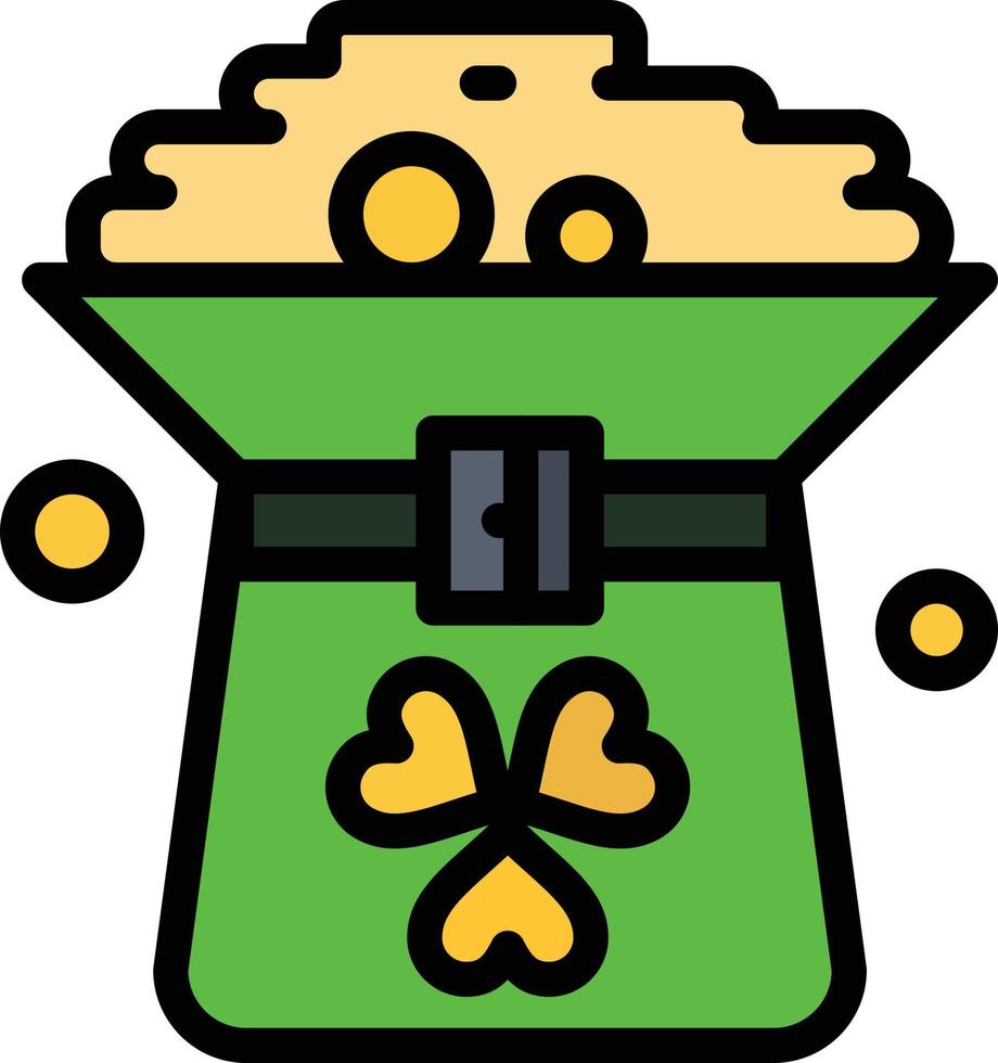 moneda de trébol sombrero verde en color plano icono vector icono plantilla de banner