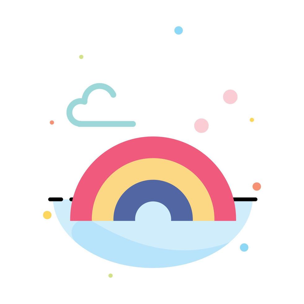 Nature Rainbow Spring Wave Abstract Flat Color Icon Template vector