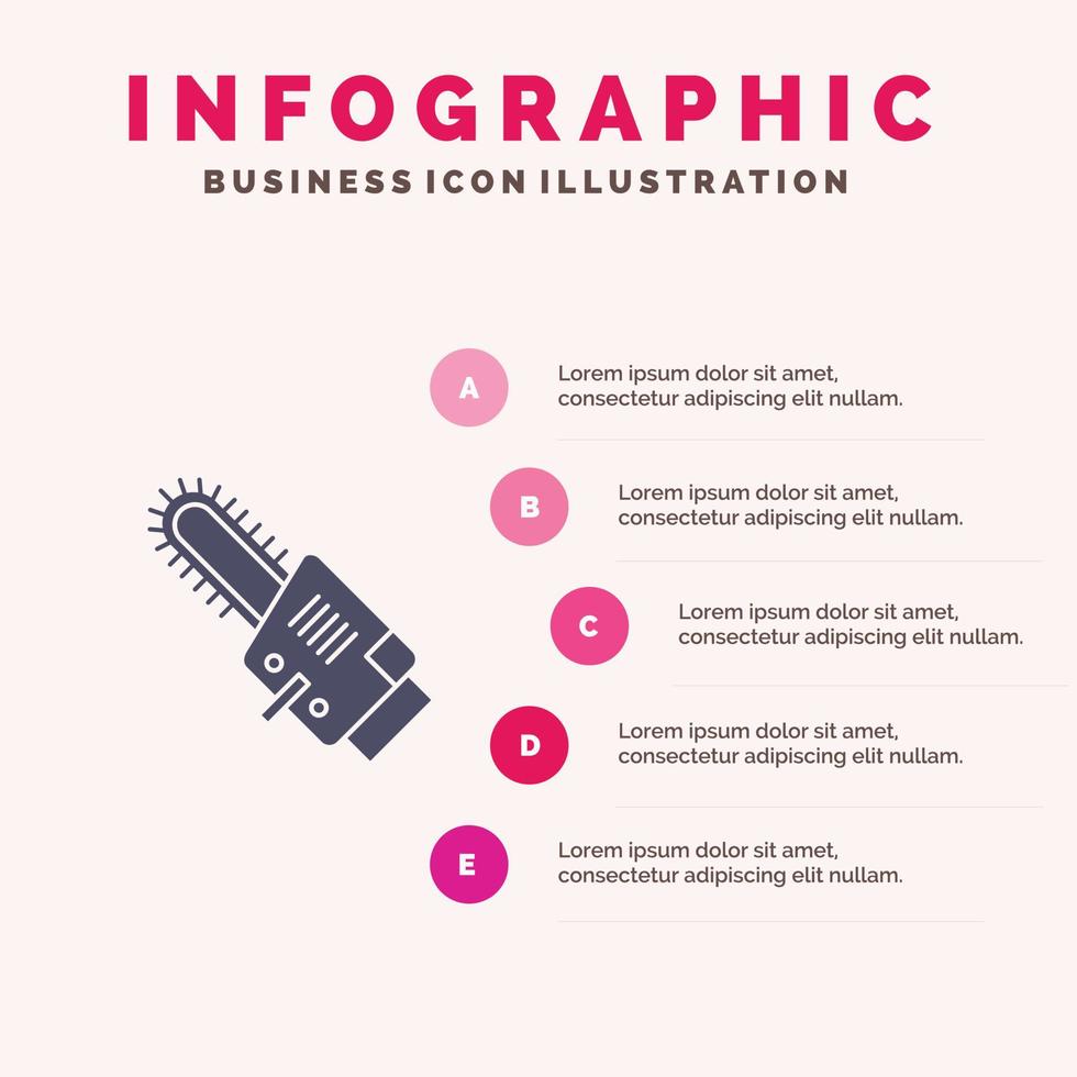 sierra hoja circular inalámbrico sólido icono infografía 5 pasos presentación antecedentes vector