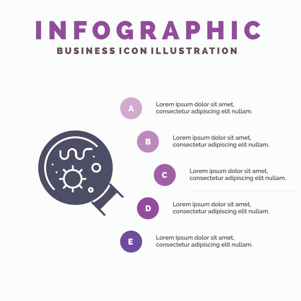 Germs Laboratory Magnifier Science Solid Icon Infographics 5 Steps Presentation Background vector