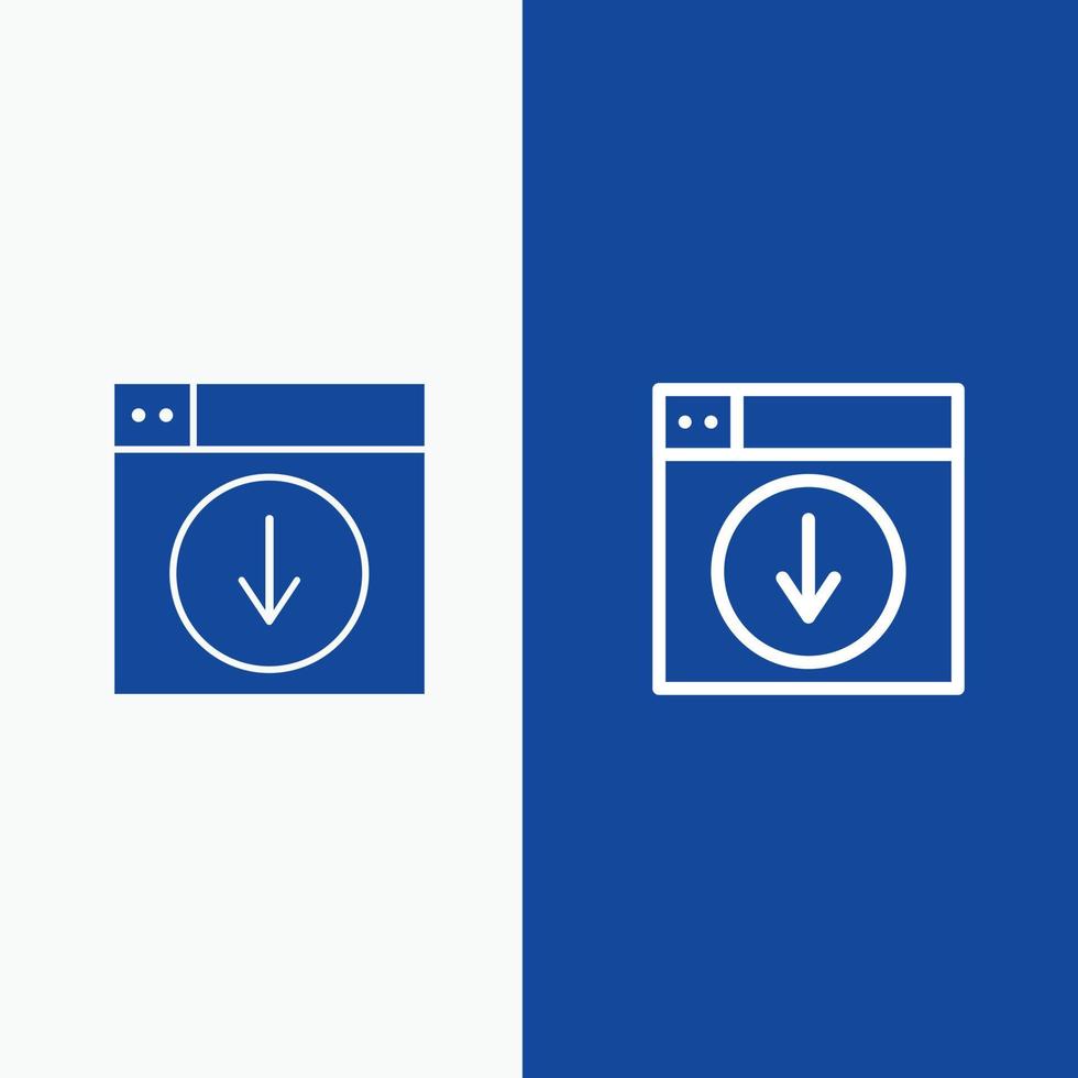 Web Design download down application Line and Glyph Solid icon Blue banner Line and Glyph Solid icon Blue banner vector