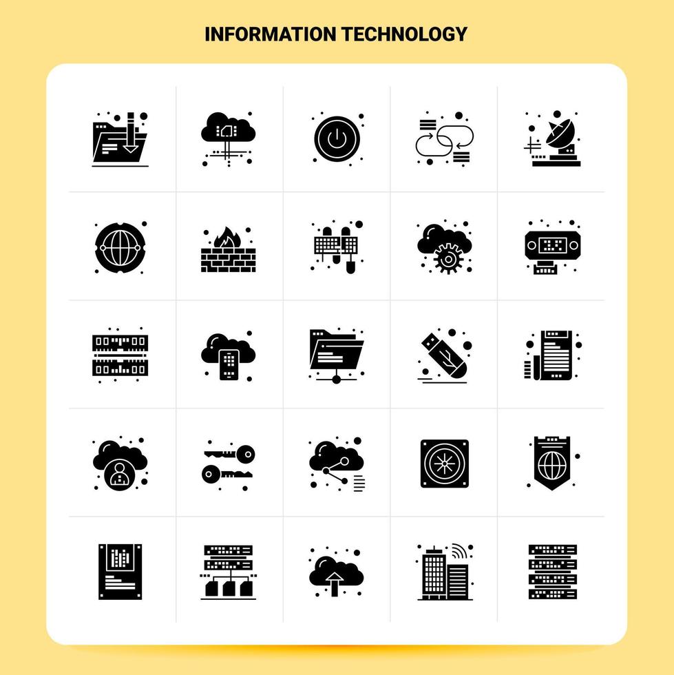 Solid 25 Information Technology Icon set Vector Glyph Style Design Black Icons Set Web and Mobile Business ideas design Vector Illustration