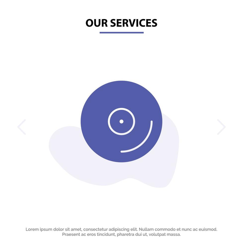 Our Services Disk Cd Media Video Solid Glyph Icon card Template
