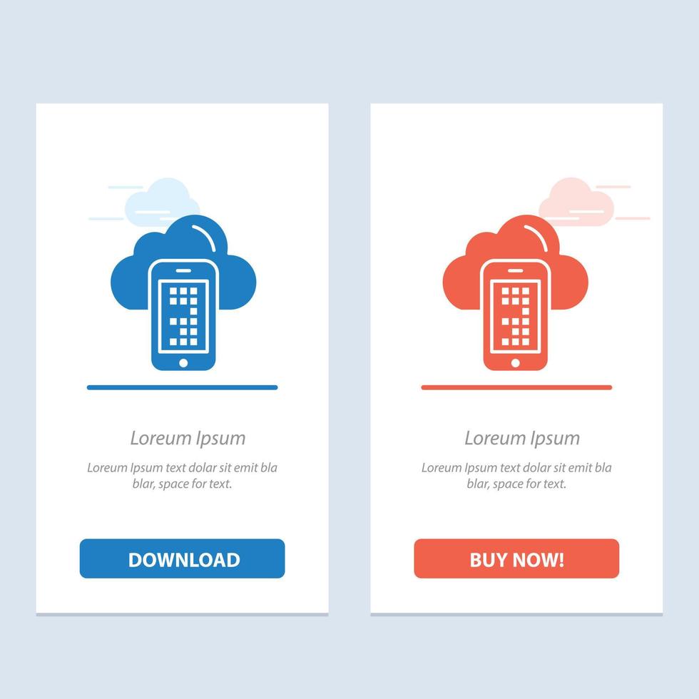 Cloud Computing Mobile Cell  Blue and Red Download and Buy Now web Widget Card Template vector