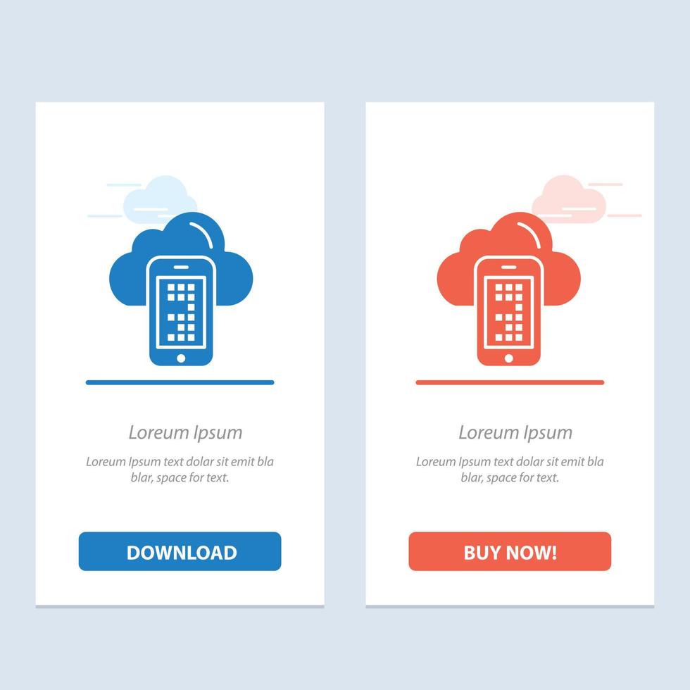 computación en la nube celular móvil azul y rojo descargar y comprar ahora plantilla de tarjeta de widget web vector