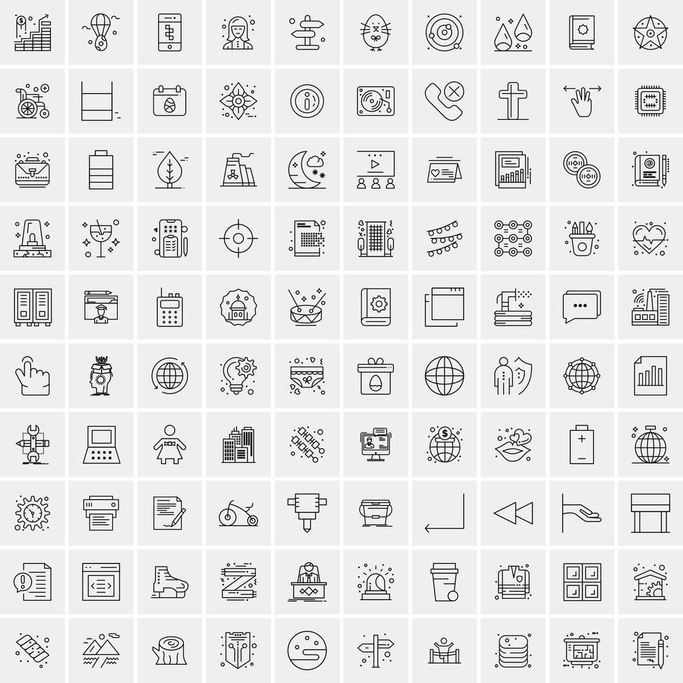 Set of 100 Creative Business Line Icons vector