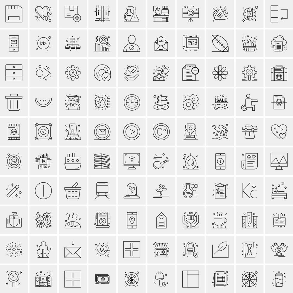 Set of 100 Creative Business Line Icons vector