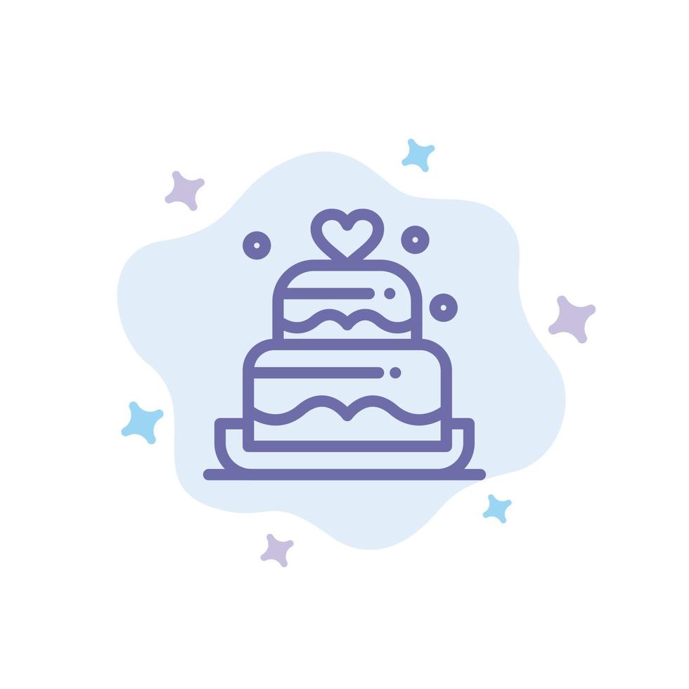 Cake Love Heart Wedding Blue Icon on Abstract Cloud Background vector