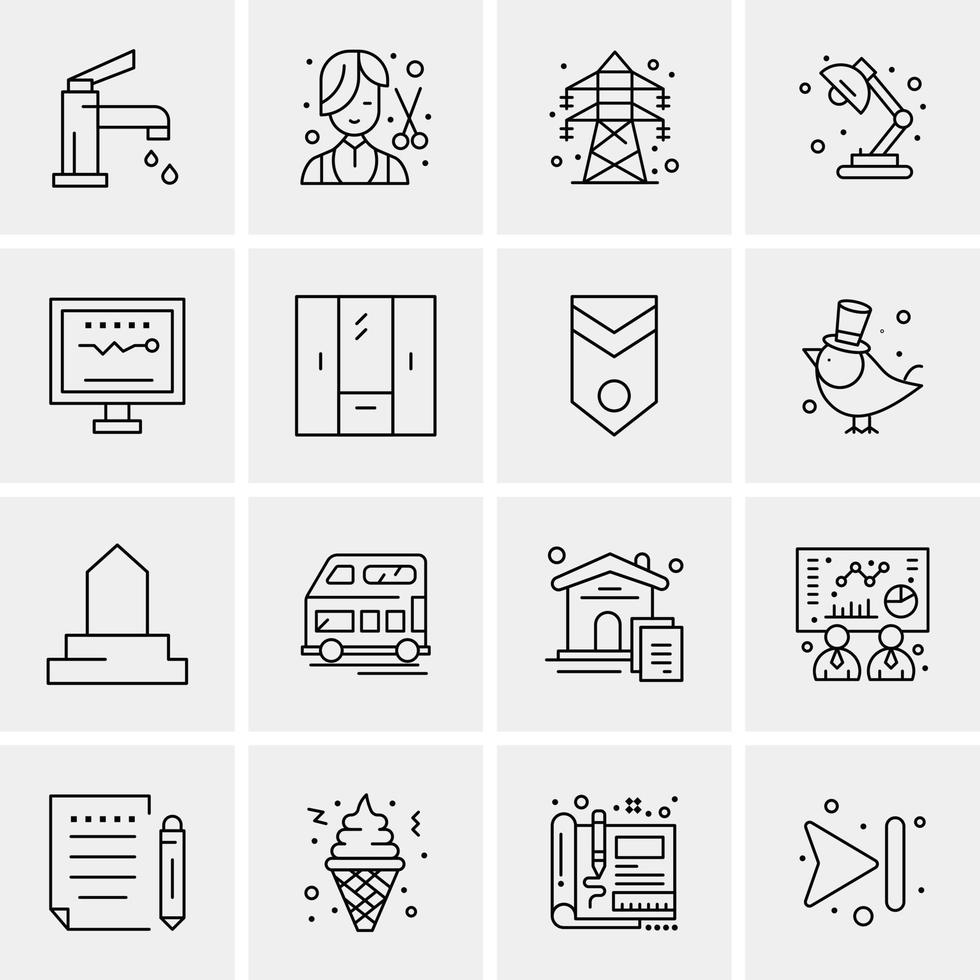 16 iconos universales de negocios vector ilustración de icono creativo para usar en proyectos relacionados con la web y dispositivos móviles