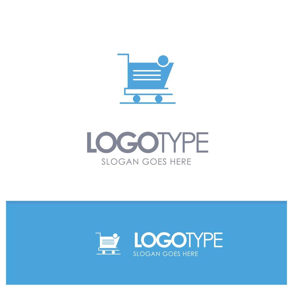 Cart Shopping Shipping Item Store Blue Solid Logo with place for tagline vector