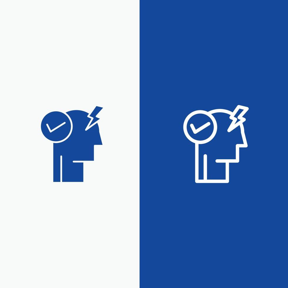 Brain Mind Power Power Mode Activate Line and Glyph Solid icon Blue banner Line and Glyph Solid icon Blue banner vector