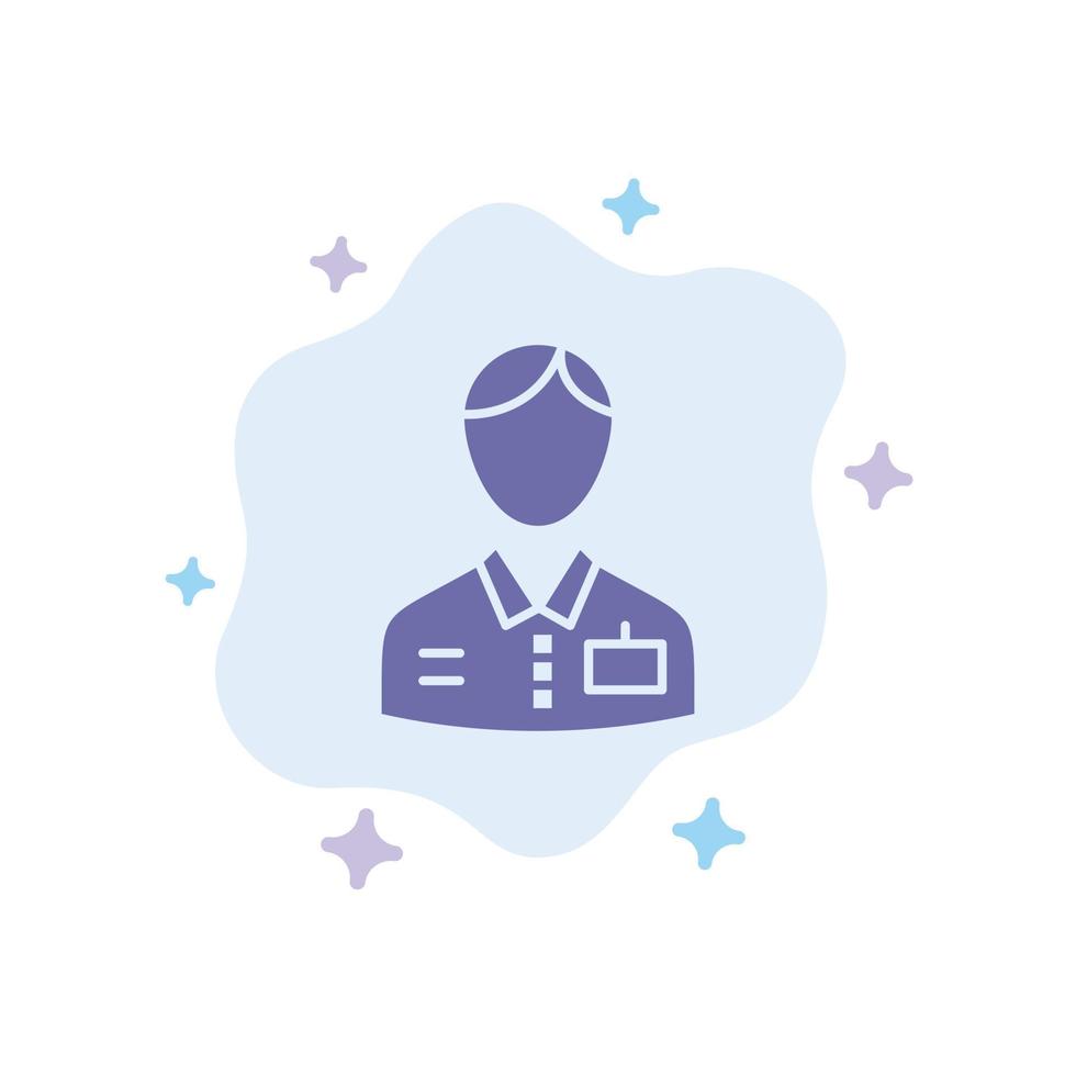 Bellboy Bellhop Doorman Hotel Service Blue Icon on Abstract Cloud Background vector