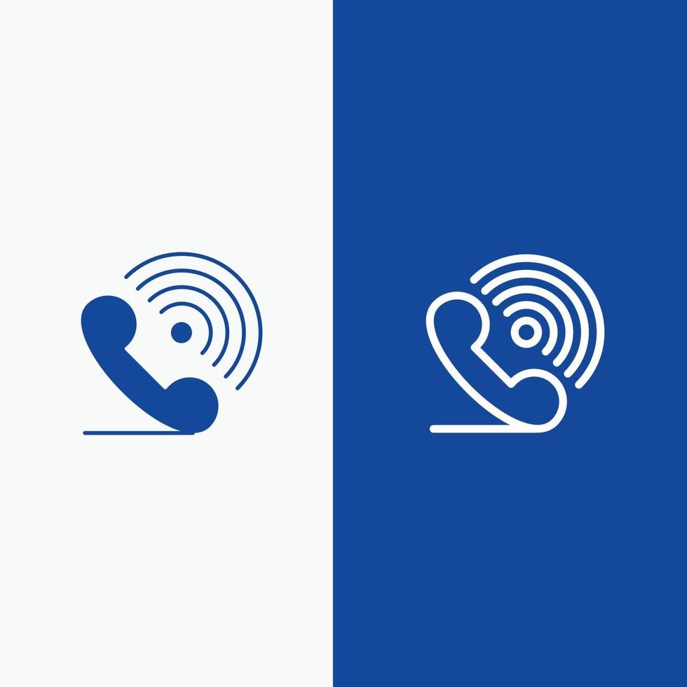 Call Phone Receiver Ring Signals Line and Glyph Solid icon Blue banner Line and Glyph Solid icon Blue banner vector