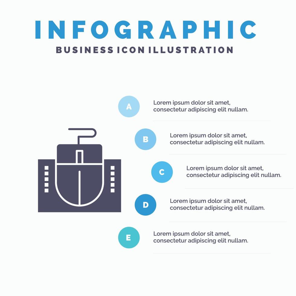 mouse computadora hardware educación infografía plantilla de presentación presentación de 5 pasos vector
