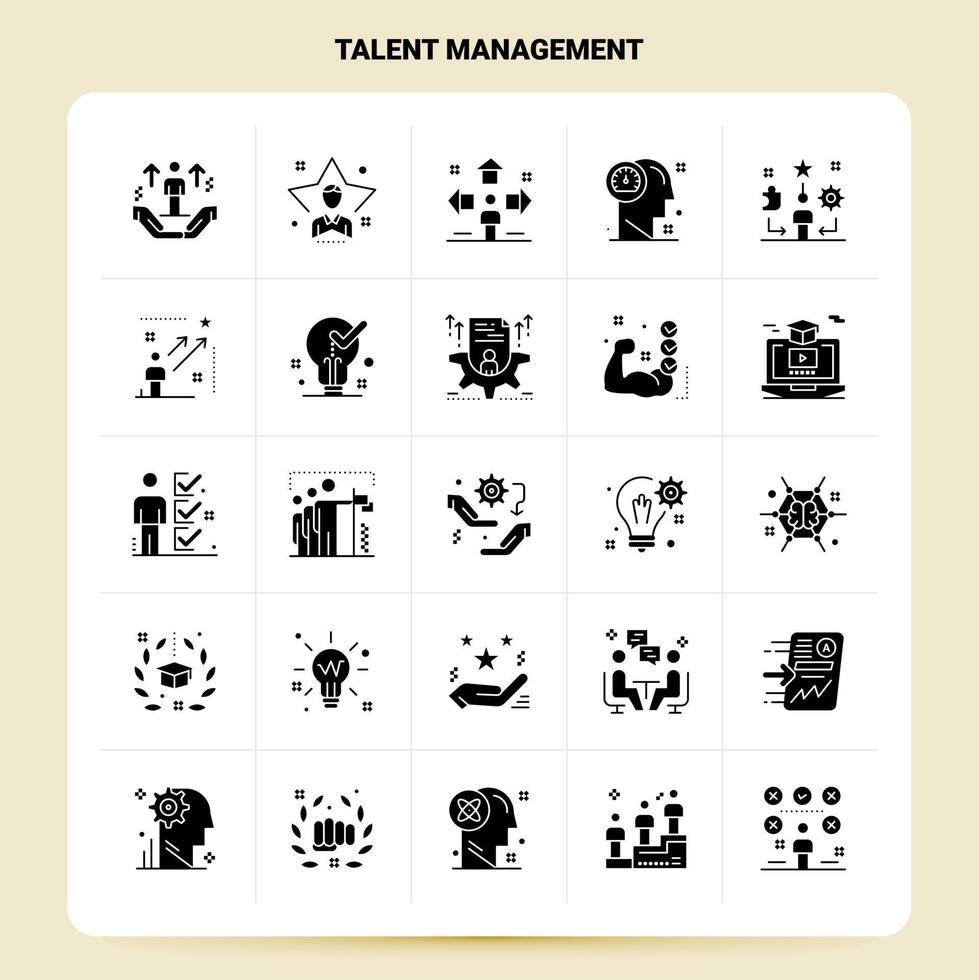 Solid 25 Talent Management Icon set Vector Glyph Style Design Black Icons Set Web and Mobile Business ideas design Vector Illustration