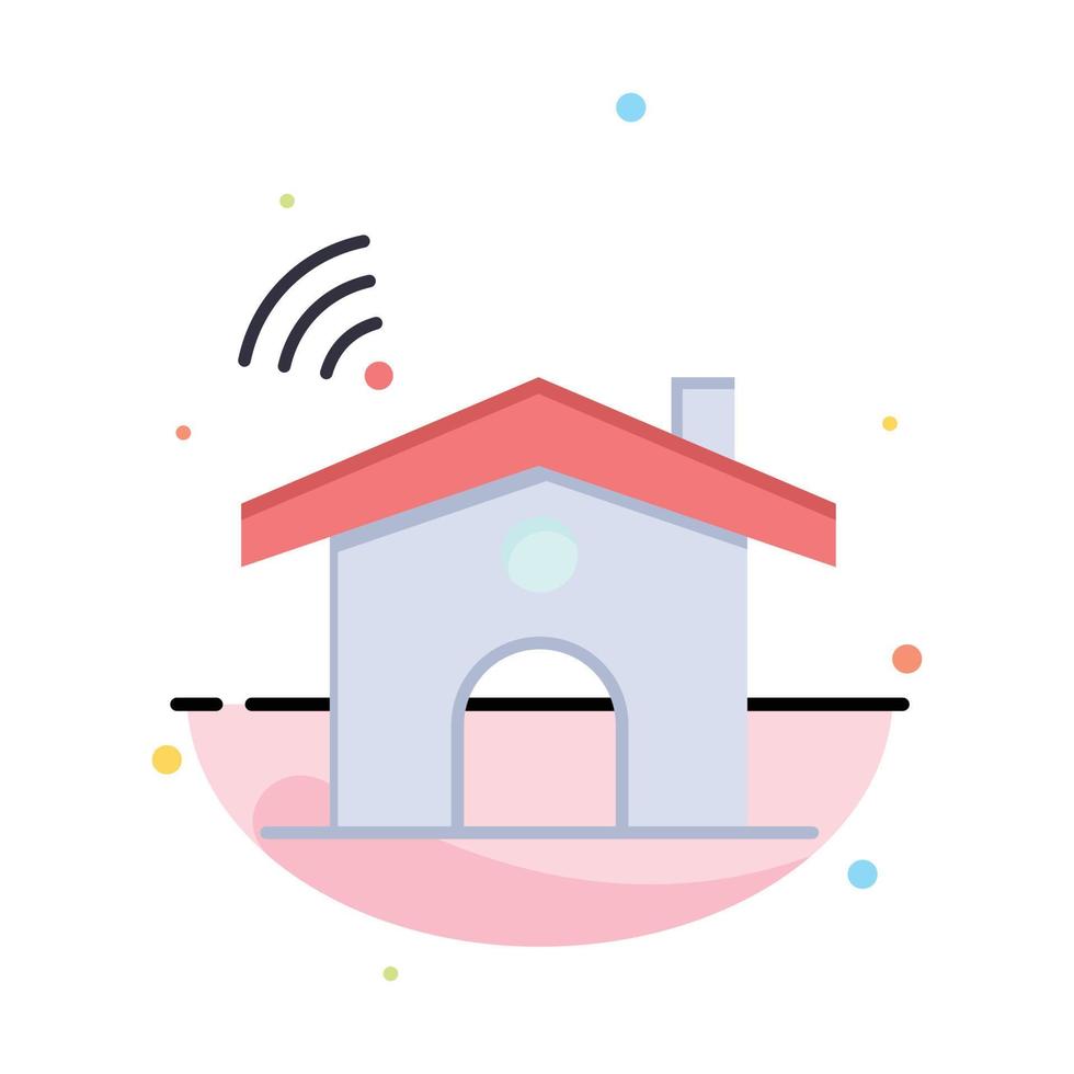 plantilla de logotipo de empresa de casa de señal de servicio wifi color plano vector