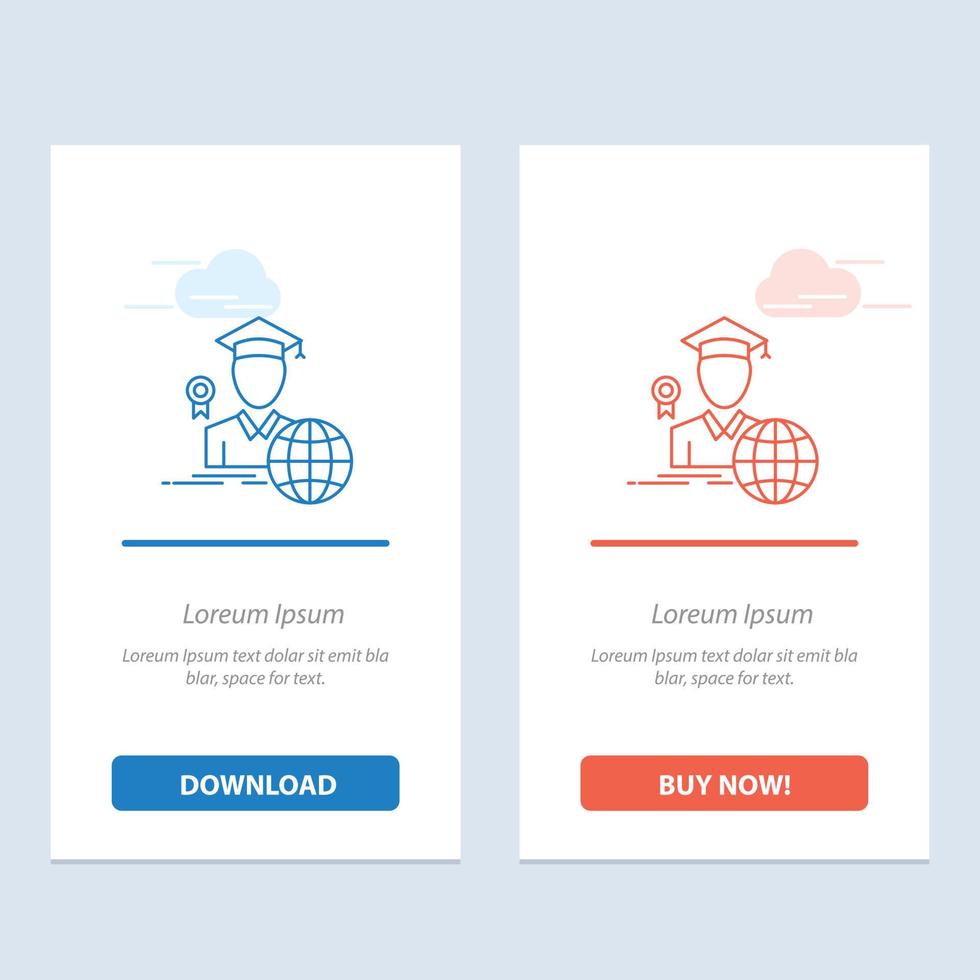 Graduation Avatar Graduate Scholar  Blue and Red Download and Buy Now web Widget Card Template vector