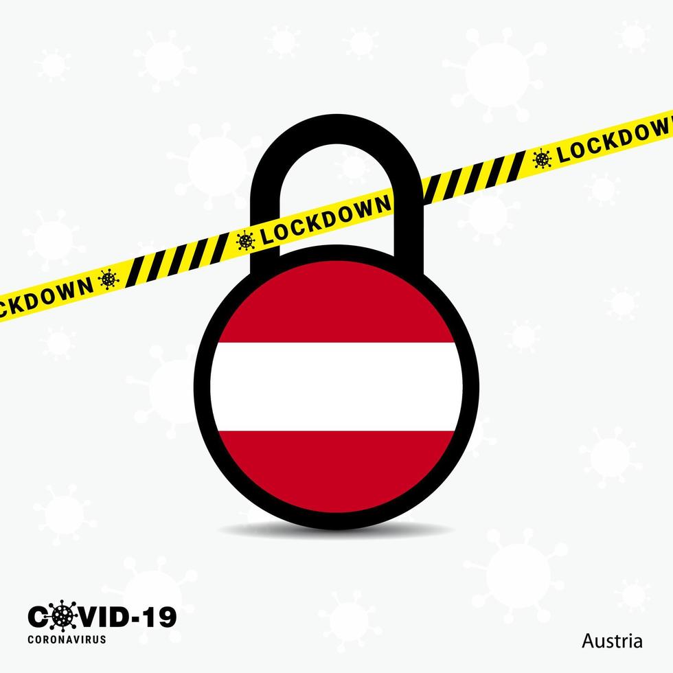 Austria Lock DOwn Lock Coronavirus pandemic awareness Template COVID19 Lock Down Design vector