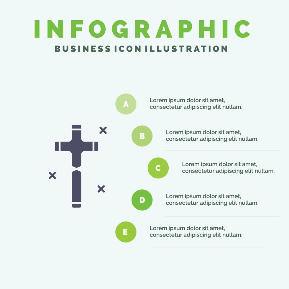 celebracion cruz cristiana pascua solido icono infografia 5 pasos presentacion antecedentes vector