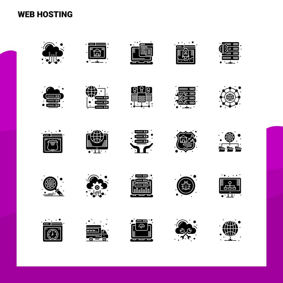 25 Web Hosting Icon set Solid Glyph Icon Vector Illustration Template For Web and Mobile Ideas for business company