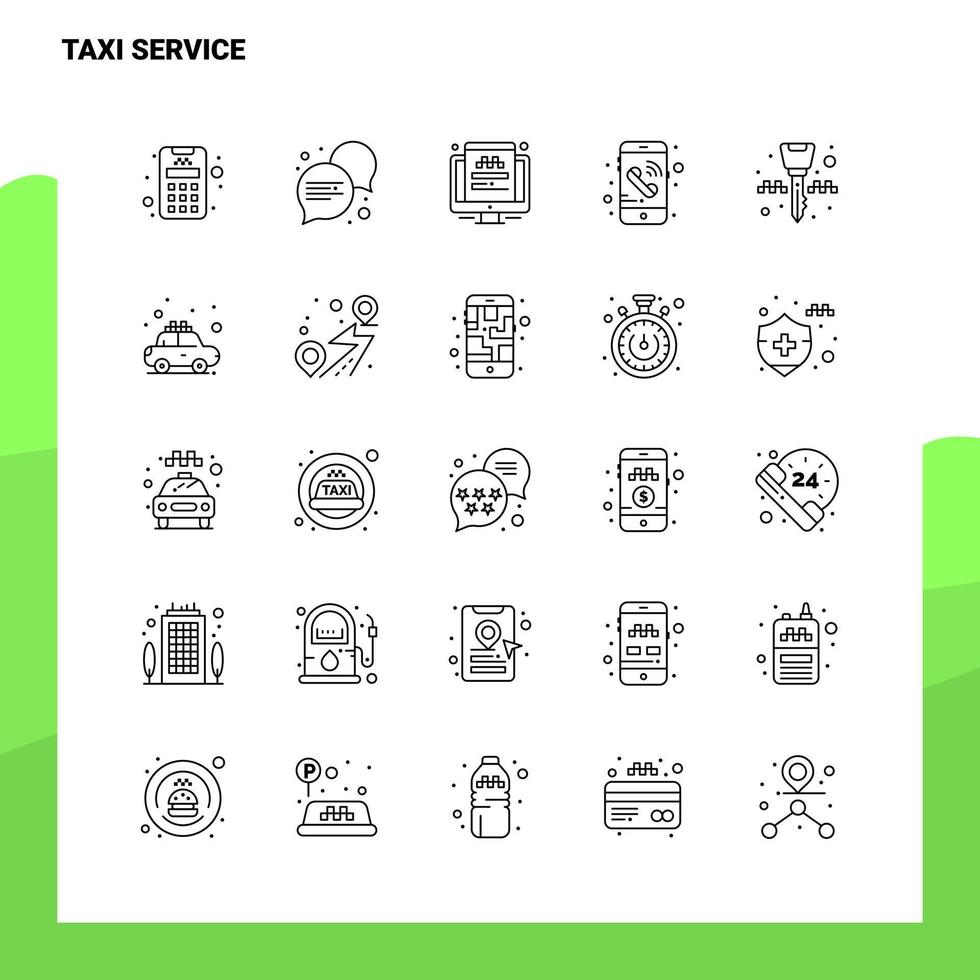 Set of Taxi Service Line Icon set 25 Icons Vector Minimalism Style Design Black Icons Set Linear pictogram pack