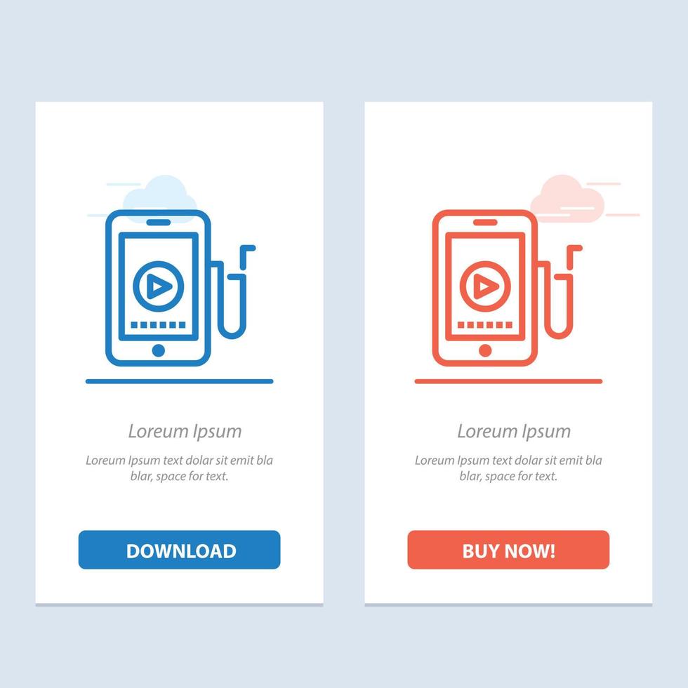Music Mobile Cell Education  Blue and Red Download and Buy Now web Widget Card Template vector