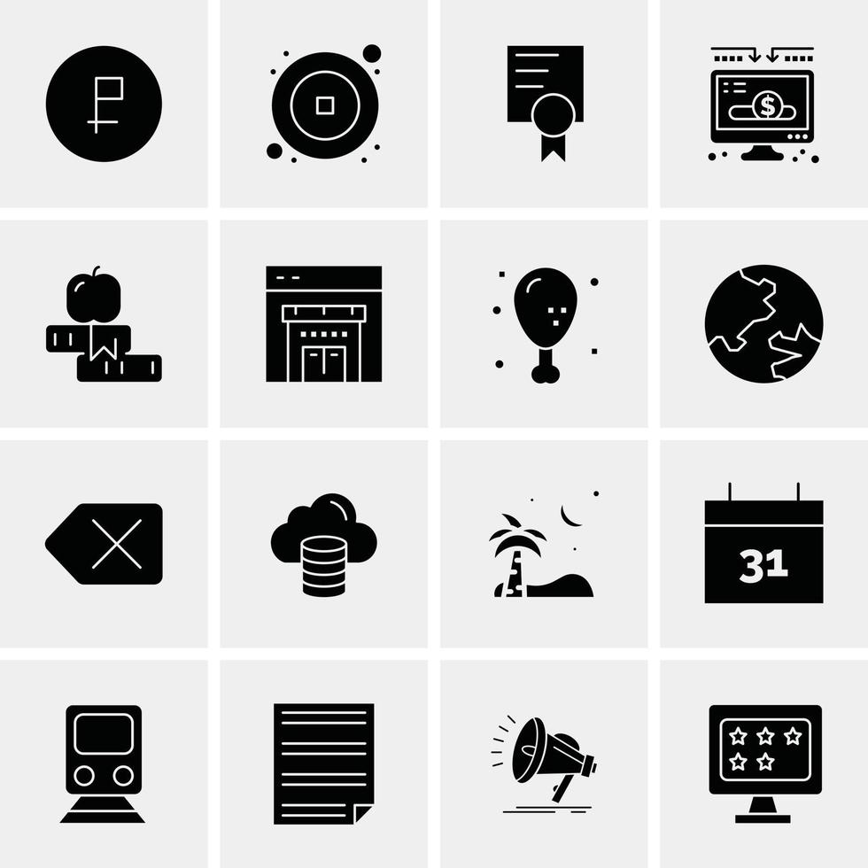 16 iconos universales de negocios vector ilustración de icono creativo para usar en proyectos relacionados con la web y dispositivos móviles