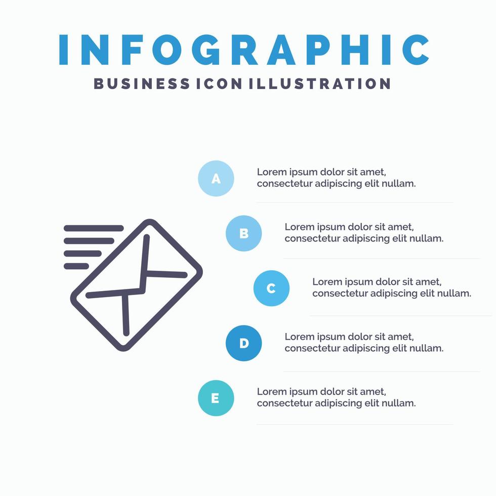 Email Mail Message Sent Line icon with 5 steps presentation infographics Background vector