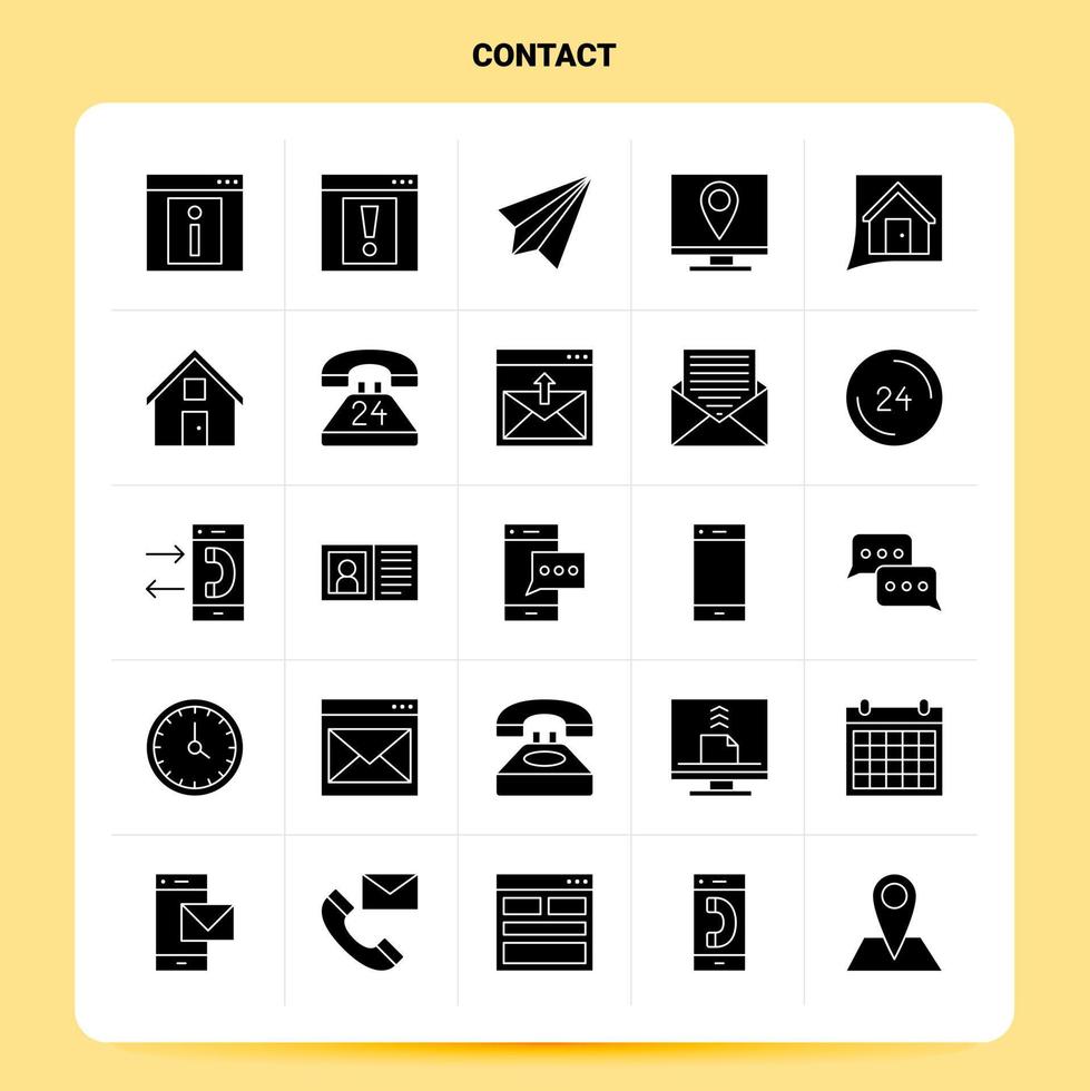 Solid 25 Contact Icon set Vector Glyph Style Design Black Icons Set Web and Mobile Business ideas design Vector Illustration