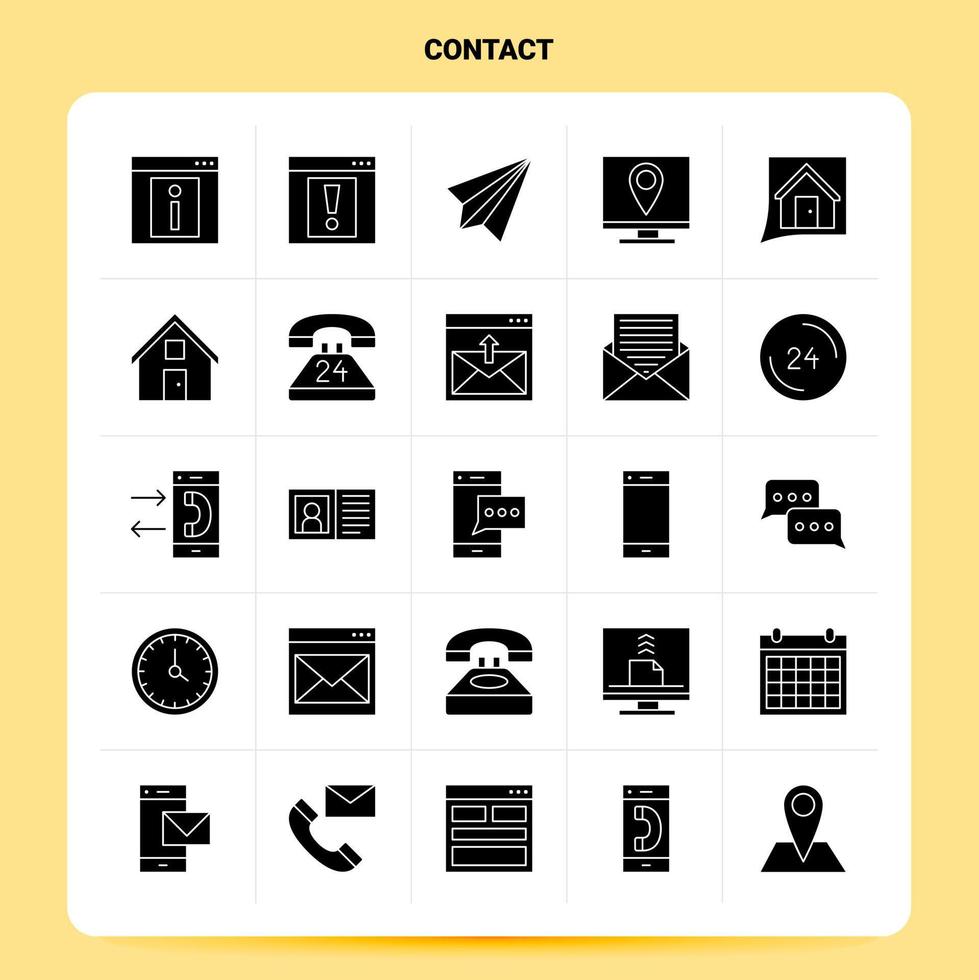 conjunto de iconos de contacto sólido 25 diseño de estilo de glifo vectorial conjunto de iconos negros diseño de ideas de negocios web y móvil ilustración vectorial vector