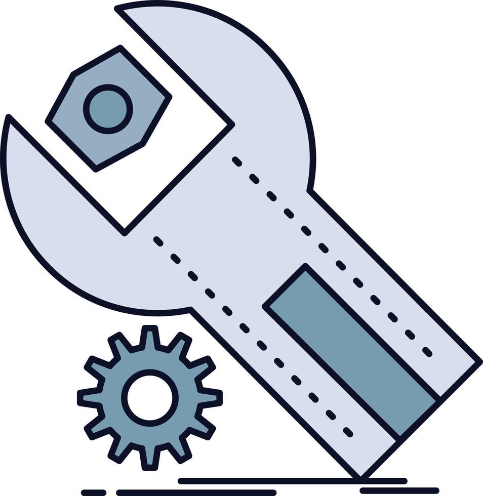 settings App installation maintenance service Flat Color Icon Vector