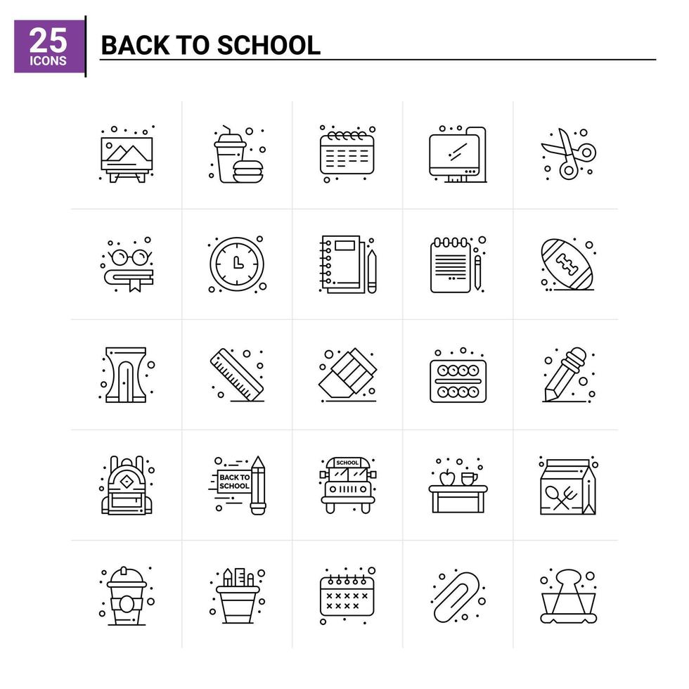 25 Back To School icon set vector background
