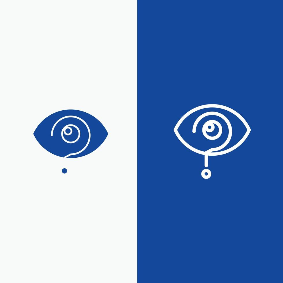 Curious Exclamation Eye Knowledge Mark Line and Glyph Solid icon Blue banner Line and Glyph Solid icon Blue banner vector