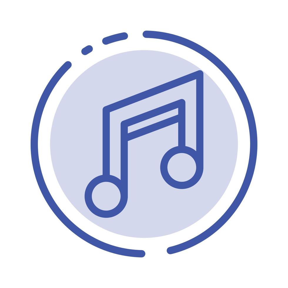 aplicación diseño básico móvil música azul línea punteada icono de línea vector