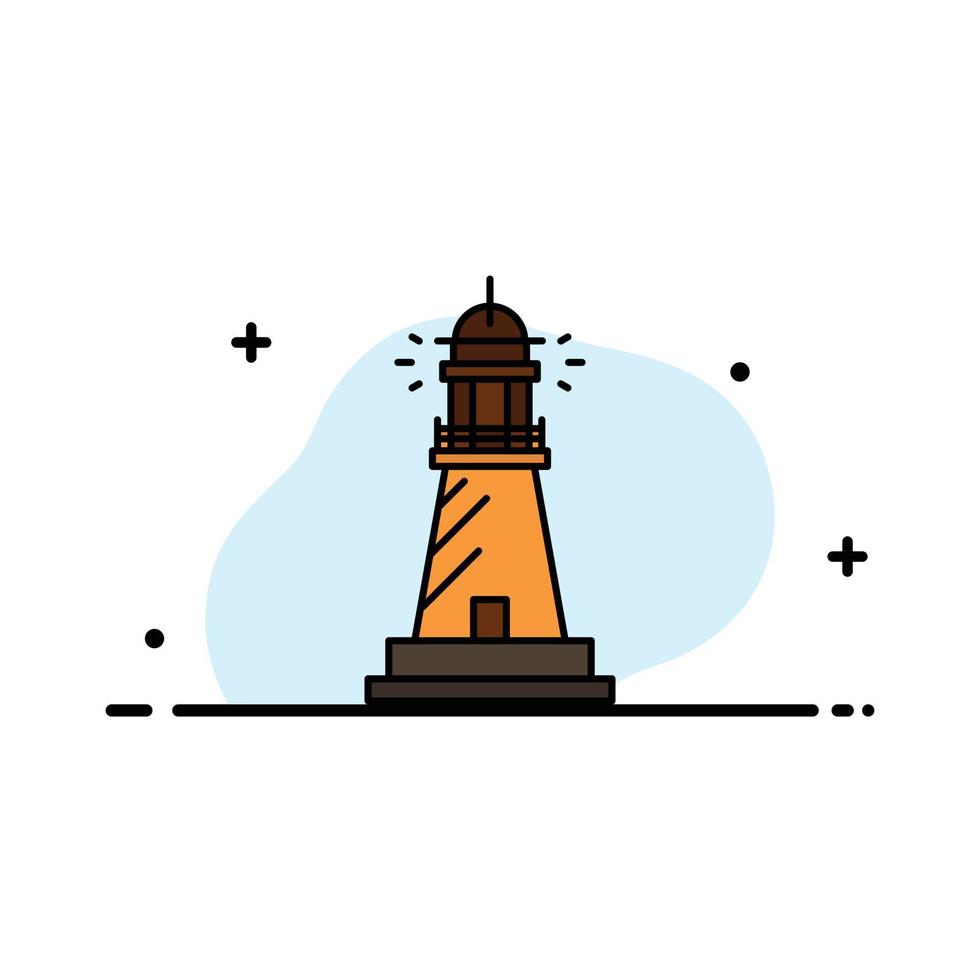 Lighthouse House Light Beach Ocean  Business Flat Line Filled Icon Vector Banner Template