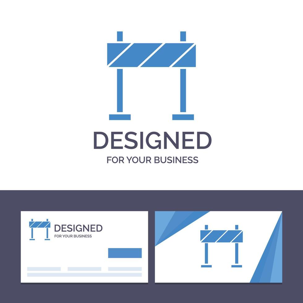 Ilustración de vector de construcción de barrera de barricada de plantilla de logotipo y tarjeta de visita creativa