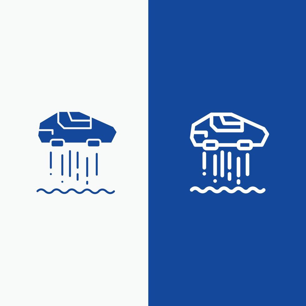 Hover car Personal Car Technology Line and Glyph Solid icon Blue banner Line and Glyph Solid icon Blue banner vector