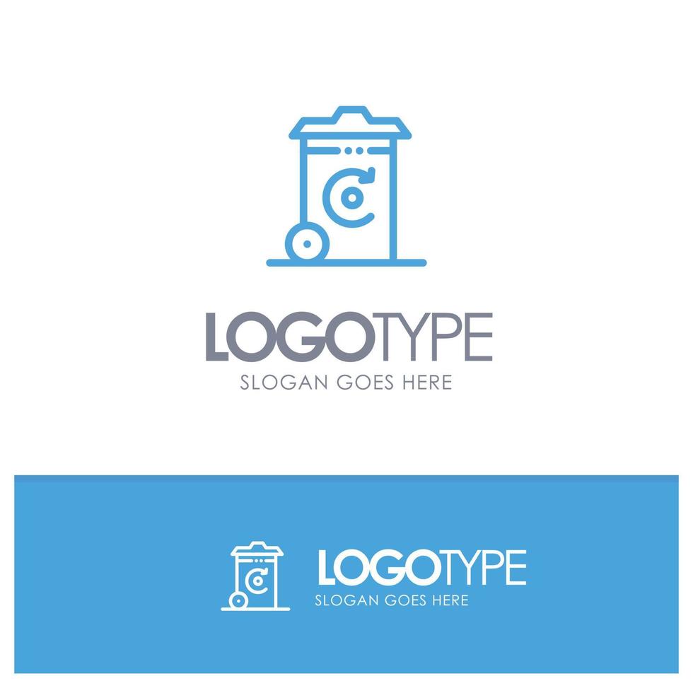 Bin Recycling Energy Recycil bin Blue Outline Logo Place for Tagline vector