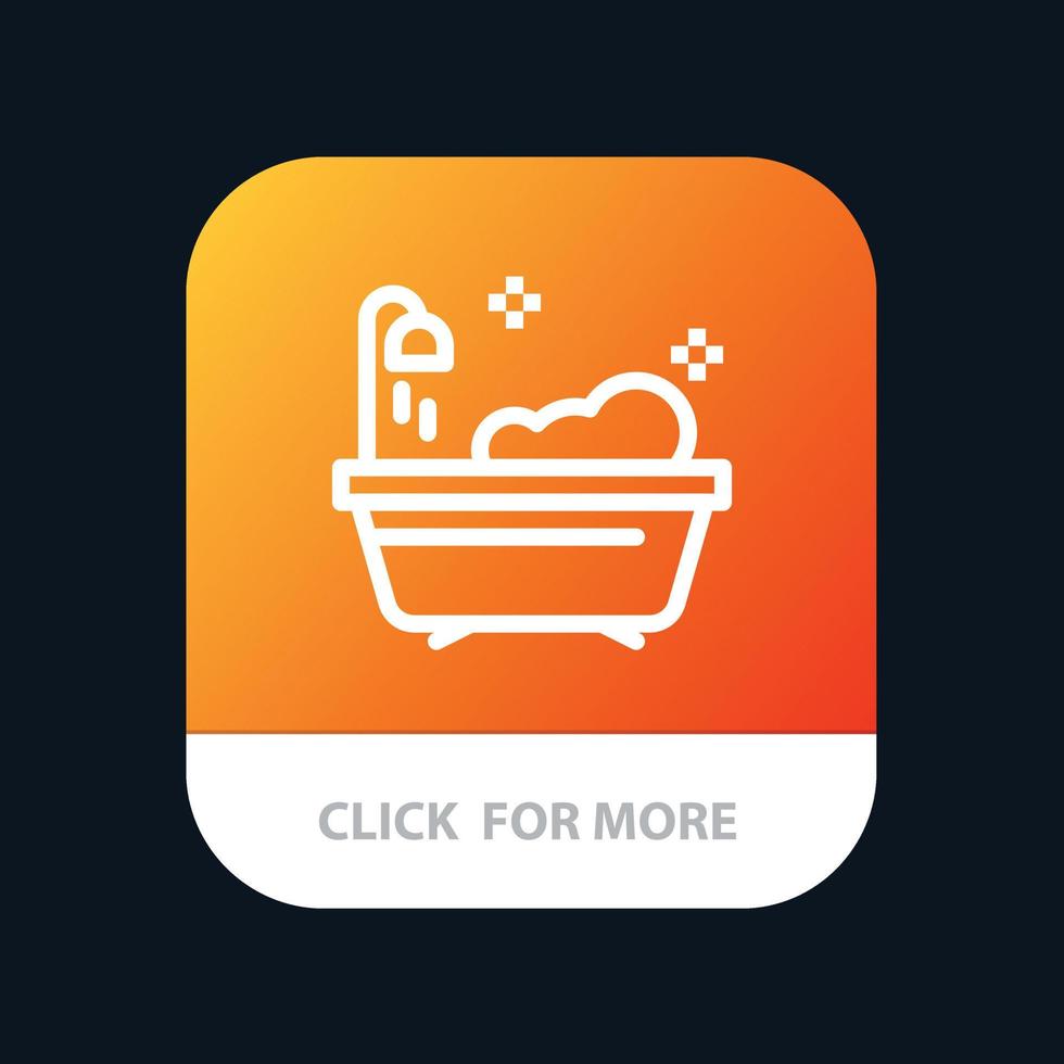 Bathroom Clean Shower Mobile App Button Android and IOS Line Version vector