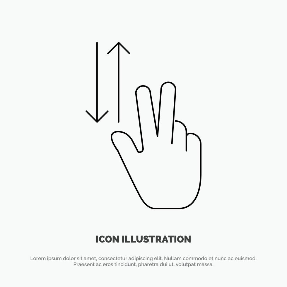 Finger Gestures Two Up Down Line Icon Vector